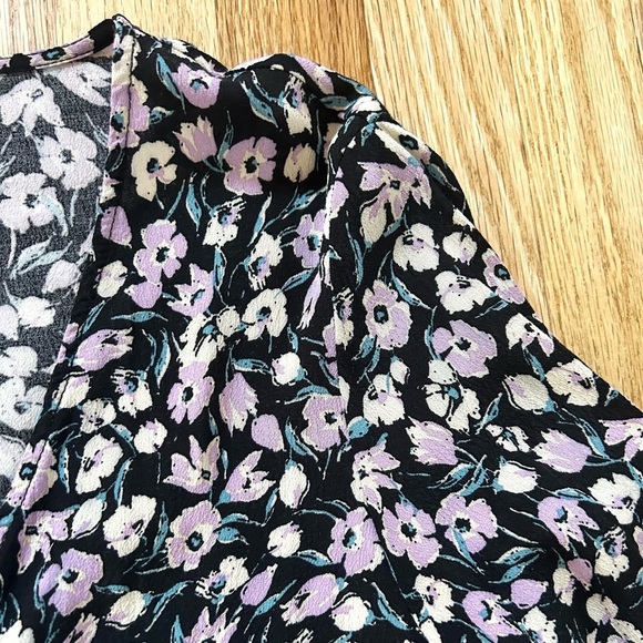 MANGO floral button up v-neck blouse size L - Picture 11 of 15